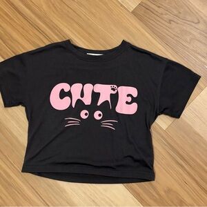 Charming Black Tee with Pink Graphic